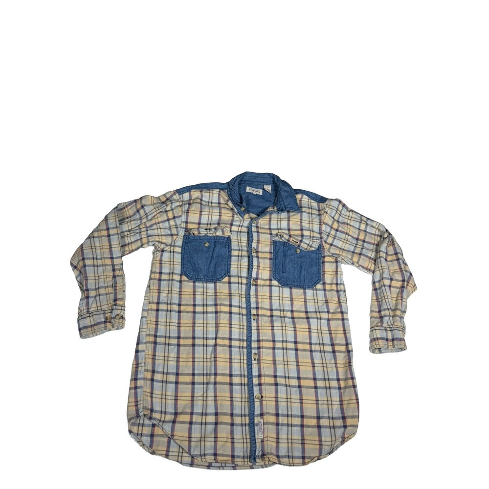 Lee Riders Boys XL/18 Flannel Button-Down Long Sleeve Checkered Denim Color